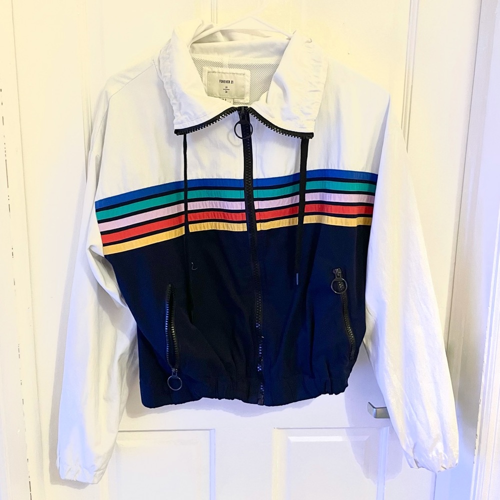 Rainbow Stripe Color Block Windbreaker - image 1